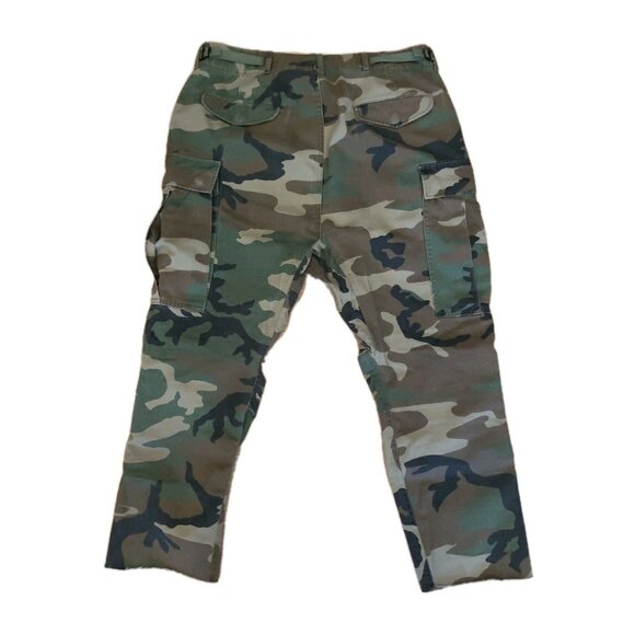R13 Camo Pants Wide Leg Cargo Crop Green Sz 32 Drop Crotch Japanese Fabric Harem - Picture 2 of 16